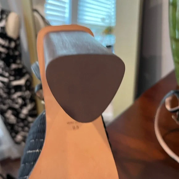 AD & Daughters Block Wooden Heel Haddix Square Toe Dress Sandals Black 9.5 NEW - Picture 8 of 11